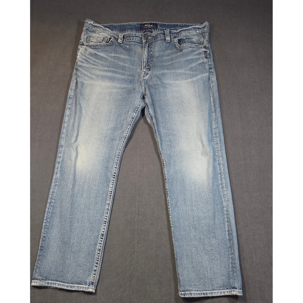 Silver Jeans Eddie Relaxed Fit Mens 44x32 Light Wash Blue Denim G42995SMC150